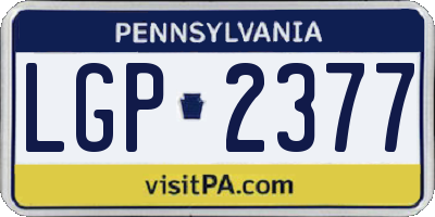 PA license plate LGP2377