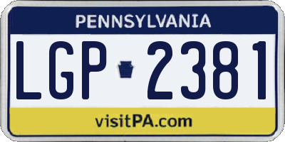 PA license plate LGP2381