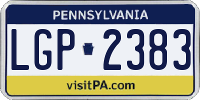PA license plate LGP2383