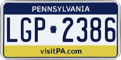 PA license plate LGP2386