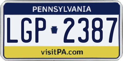 PA license plate LGP2387