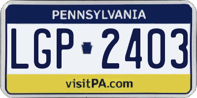 PA license plate LGP2403