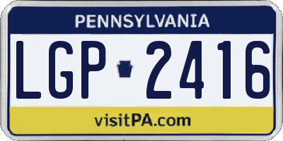 PA license plate LGP2416