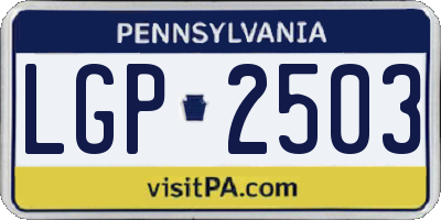 PA license plate LGP2503