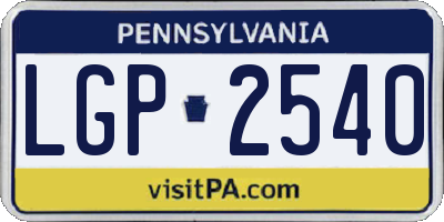 PA license plate LGP2540