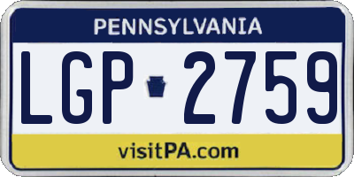 PA license plate LGP2759