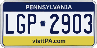 PA license plate LGP2903