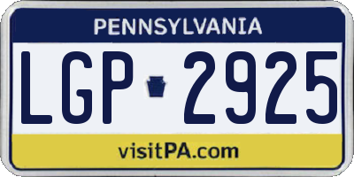 PA license plate LGP2925