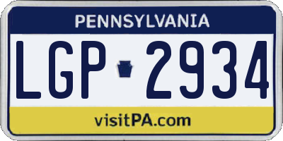 PA license plate LGP2934