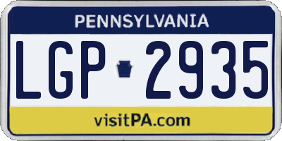 PA license plate LGP2935