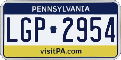 PA license plate LGP2954