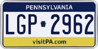 PA license plate LGP2962