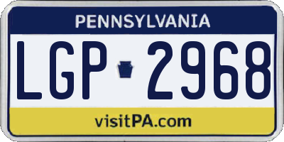 PA license plate LGP2968