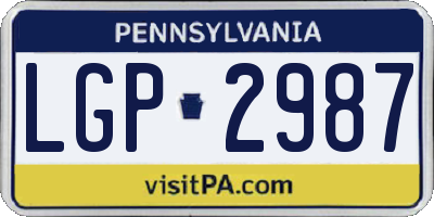 PA license plate LGP2987