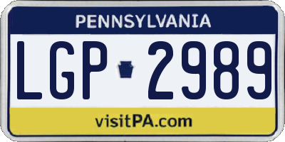 PA license plate LGP2989