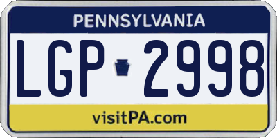 PA license plate LGP2998