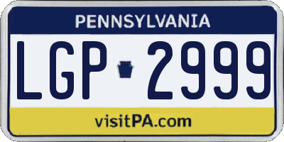 PA license plate LGP2999