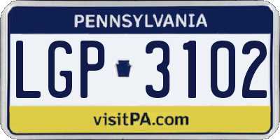 PA license plate LGP3102