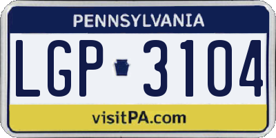 PA license plate LGP3104