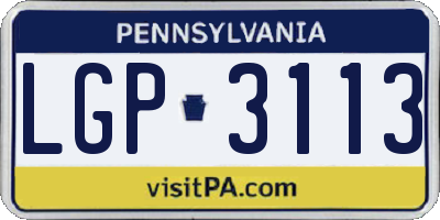 PA license plate LGP3113