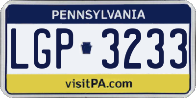 PA license plate LGP3233