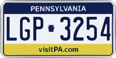 PA license plate LGP3254