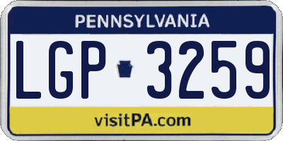 PA license plate LGP3259