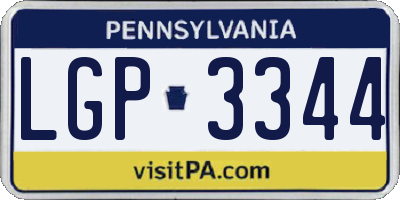 PA license plate LGP3344
