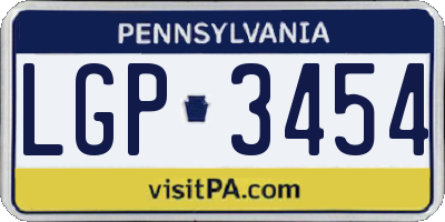 PA license plate LGP3454