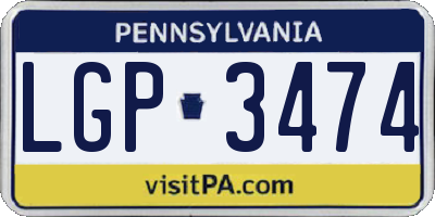 PA license plate LGP3474