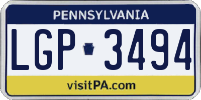 PA license plate LGP3494