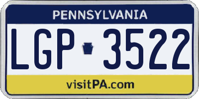 PA license plate LGP3522