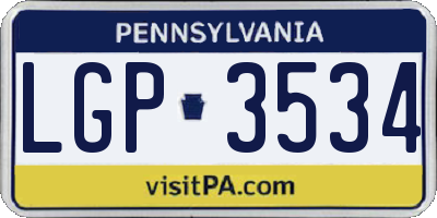 PA license plate LGP3534