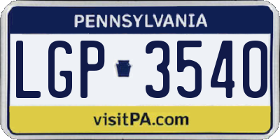 PA license plate LGP3540