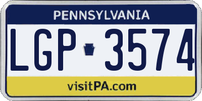 PA license plate LGP3574
