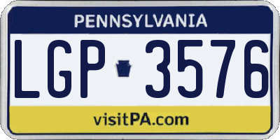 PA license plate LGP3576