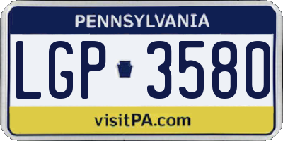 PA license plate LGP3580