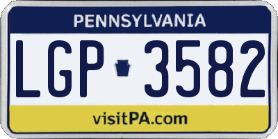 PA license plate LGP3582