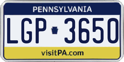PA license plate LGP3650