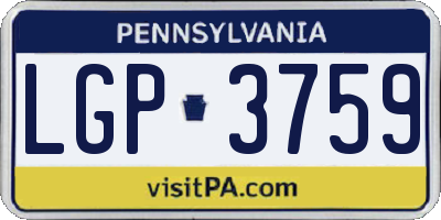 PA license plate LGP3759