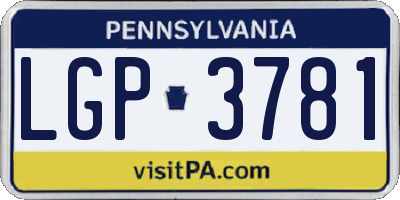 PA license plate LGP3781