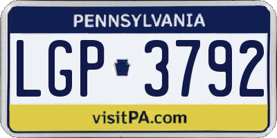 PA license plate LGP3792