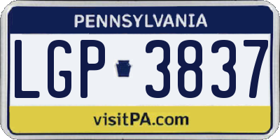 PA license plate LGP3837