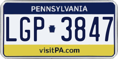 PA license plate LGP3847
