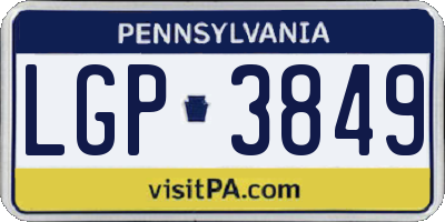 PA license plate LGP3849