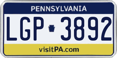 PA license plate LGP3892