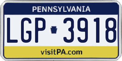 PA license plate LGP3918