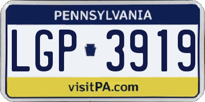 PA license plate LGP3919