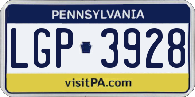 PA license plate LGP3928