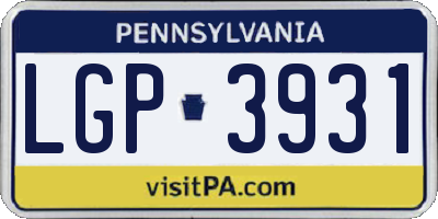 PA license plate LGP3931